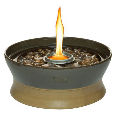 tiki   clean burn ceramic tabletop firepiece torch  chocolate brown   home