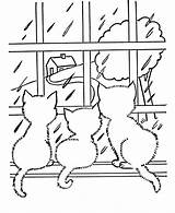 Coloring Pages Cat Cats Rain Printable Rainy Kids Looking Window Print Animal Drawing Kitties Colouring Cute Color S1180 Kitty Kitten sketch template