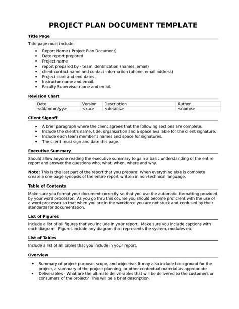 project plan document template chainimage