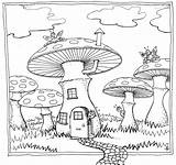 Coloring Mushroom Trippy Pages Alt Psychedelic Slide Print sketch template