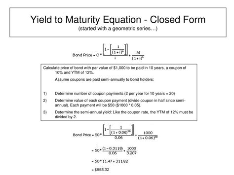 yield  maturity formula powerpoint    id