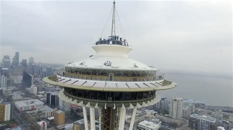 caught  camera drone crashes  seattles space needle nbc news