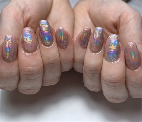 silver holographic feathers nail art foil silver holographic feathers