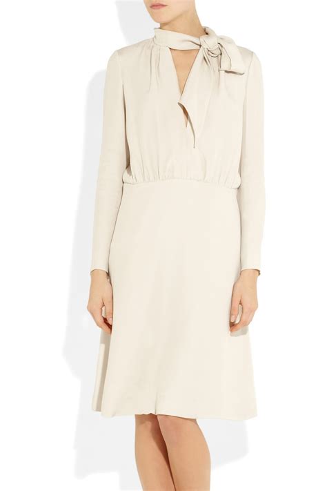 lyst chloé pussy bow crepe dress in white