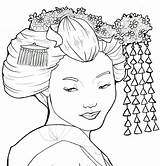 Geisha Coloring Pages Drawing Japanese Drawings Deviantart Line Khallion Oriental Getcolorings Adult Printable Color sketch template