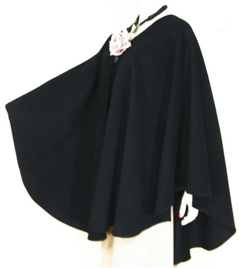 elegant black cape ruana wrap coat wool cashmere blend  maya etsy