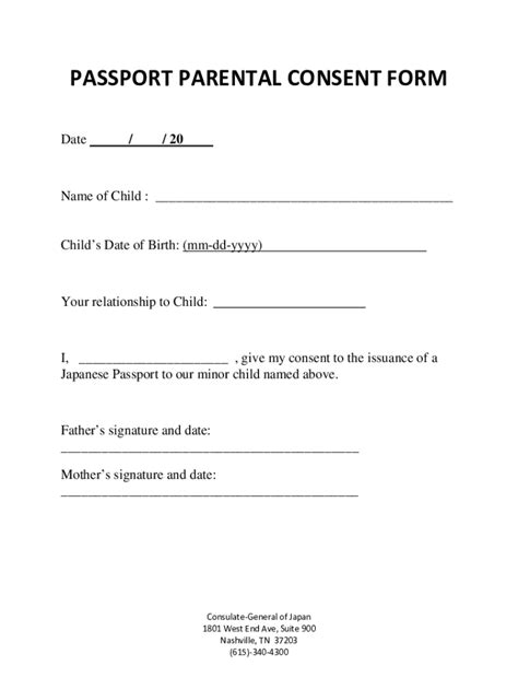 fillable  passport parental consent form fax email print pdffiller