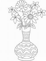Vase Coloring Pages Flowers Flower Kids Color Print Recommended sketch template