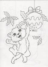 Christmas Cat Coloring Pages Cats Sheets Cute Choose Board sketch template