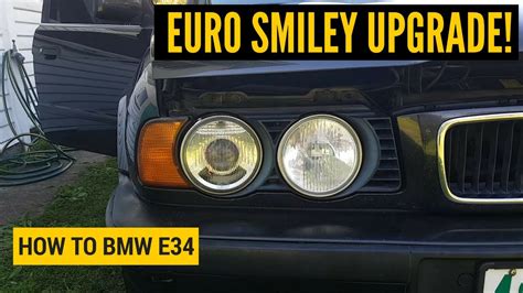 how to upgrade replace your headlights with euro smileys bmw e34 youtube