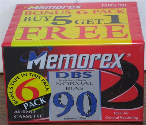 Audio Cassette Tape Memorex Dbs90 Normal Bias 90 Minute 6 Pack