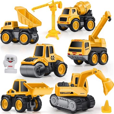 geyiie construction cars  boys kids small trucks toys construction vehicles alloy truck head