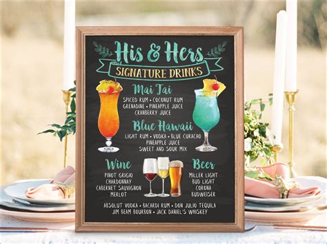 wedding drink menu template