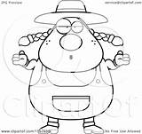 Shrugging Farmer Plump Female Clipart Cartoon Cory Thoman Outlined Coloring Vector 2021 sketch template