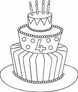 Cake Birthday Drawing Easy Sketch Candle Step Coloring Clip Pages Clipart Simple Verjaardag Cute Pencil Draw Drawings Outline Kids 4th sketch template