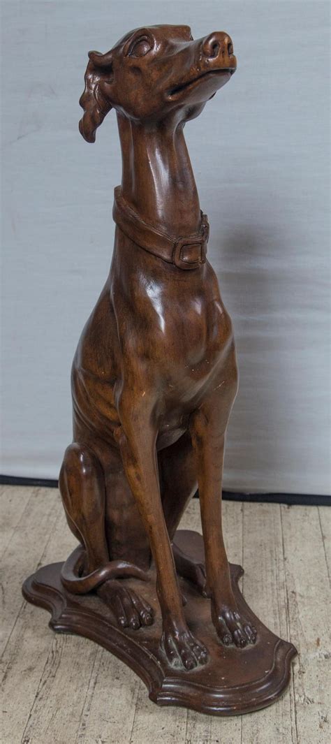 pair  carved wood dogs  stdibs wood carved dogs