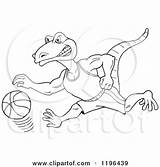 Goanna Mascot Coloring Lizard Dribbling Outlined Basketball Illustration Royalty Clipart Lafftoon Vector 470px 83kb sketch template