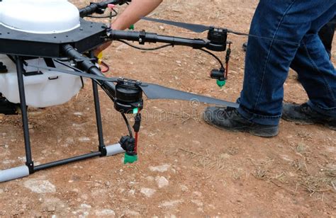 agriculture drone  spraying liquid fertilizer  herbicide  stock image image