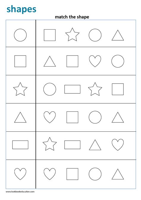 matching shapes worksheets