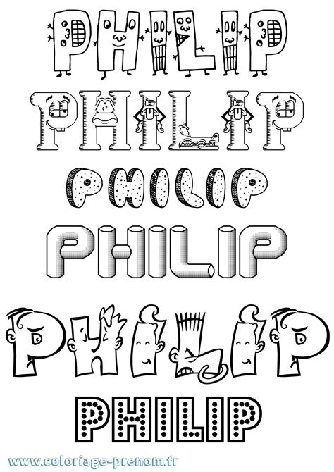 coloriage du prenom philip  imprimer ou telecharger facilement