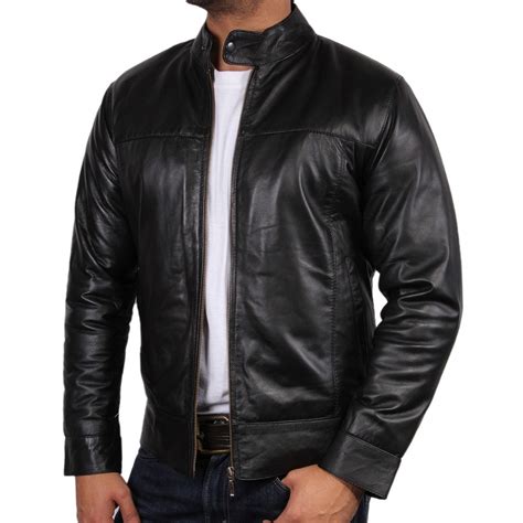 Men S Black Leather Biker Jacket Bradley