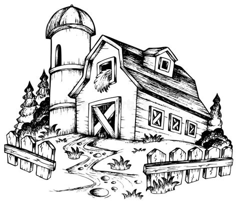 farm theme drawing  stock vector illustration  architecture