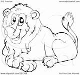 Lion Outline Coloring Happy Clipart Illustration Royalty Visekart Rf Regarding Notes Background sketch template