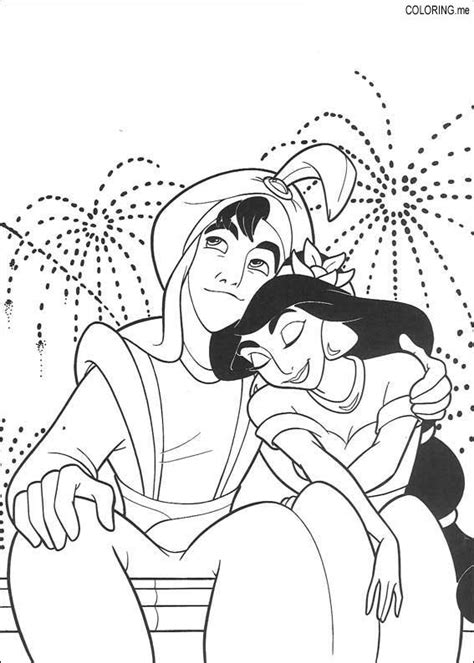coloring page aladdin  princess jasmine coloringme