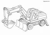 Bagger Excavator Digger Malvorlage Backhoe sketch template