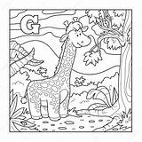 Coloriage Giraffe Lettera Colorless Alfabeto Incolore Girafe Zebra Illustrazione Ksenya Savva Giraffa sketch template