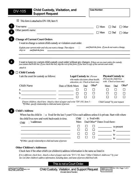 child custody visitation  form fill   sign printable  template signnow