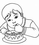 Coloring Eat Cake Birthday Boy Pages His Color Tocolor sketch template