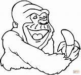 Coloring Gorilla Gorila Gorille Banane Colorear Colorare Gratuit Singe Comiendo Iluminar Disegni Bana Mange Coloriages Affe Gorilas Chimpanzee Dragonfly Chango sketch template