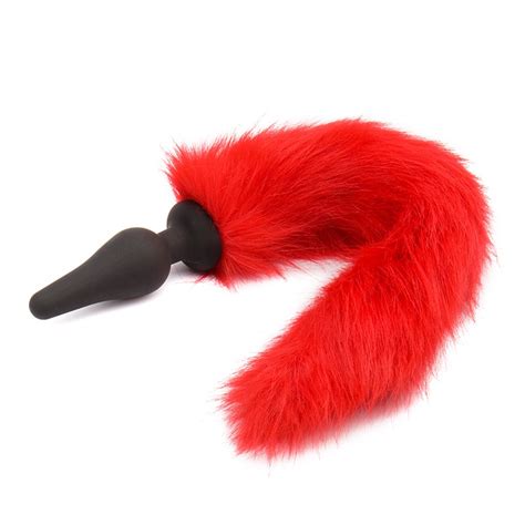 New Sexy Red Anal Plug Tail Silicone Butt Plug With Faux Fox Tail Sex