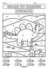 Number Color Dinosaur Worksheets Cool2bkids sketch template