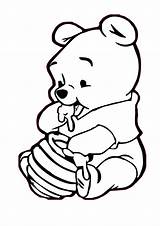 Pooh Coloring Pages Bear Baby Cute Winnie Honey Printable Eating Little Color Print Pdfs Few sketch template