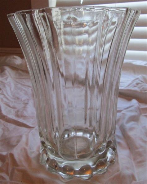 Vintage Fluted Clear Glass Flower Vase Glass Vase Clear Glass