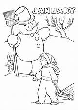 January Coloring Printable Pages Sheets Little Hiding Bunny Walking Kid sketch template