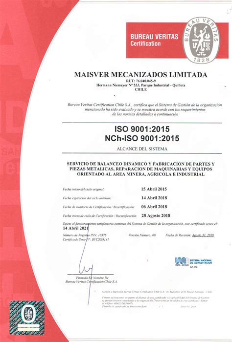 Certificación Iso 9001 2015 Maisver