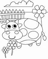 Coloring Easy Cow Pages Spring Happy Colouring Flower Topcoloringpages Print sketch template