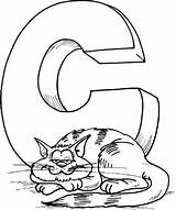 Coloring Letter Pages Alphabet Sheet Cat Kids Print sketch template