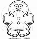 Gingerbread Mascot Depressed Woman Clipart Cartoon Thoman Cory Outlined Coloring Vector 2021 sketch template