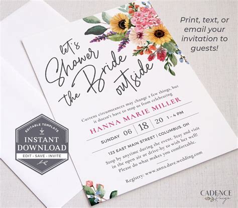 Sunflower Bridal Shower Invitation Wildflower Bridal Invite Etsy