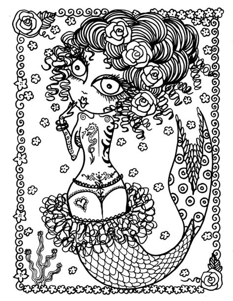 instant  burlesque pin  mermaids  pages digital coloring