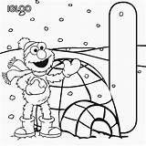 Coloring Sesame Street Igloo Elmo Pages sketch template