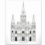 Orleans Cathedral Louis St Drawing Drawings sketch template