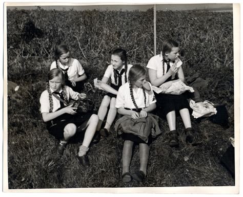 Members Of The League Of German Girls Have A Meal On A Lawn