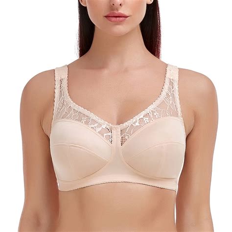 women s lace wirefree bra full figure plus size lift support unlined