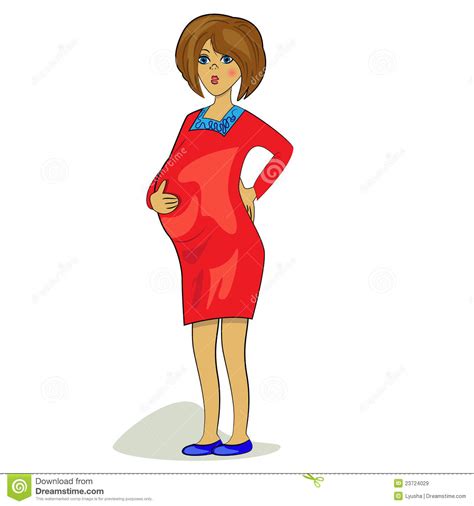 Preggy Pretty Woman Cartoon Pregnant Girl Royalty Free