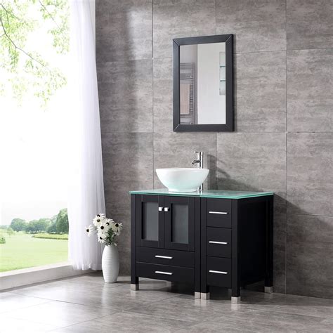 wonline  modern wood bathroom vanity cabinet white  ceramic